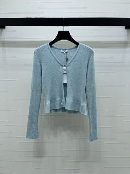 Chanel 2026 Two-piece Camisole And Cardigan Set Blue Cream Wool Cashmere