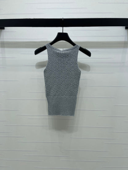 Chanel 2026 Cable Knit Crew Neck Camisole Wool Cashmere 355308