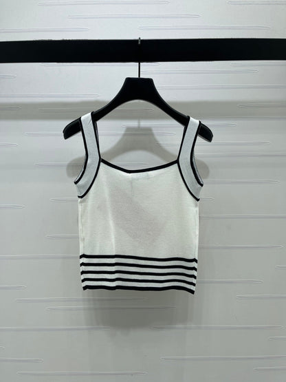 Miumiu 2026 Knitted Striped Camisole Cream and White Wool Cashmere 356492
