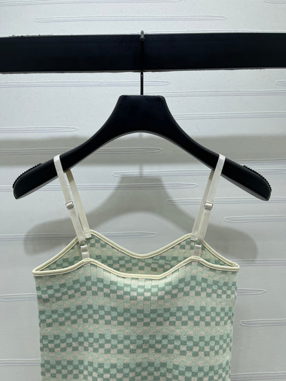 Chanel 2026 Checkerboard Knit Camisole Wool 366356
