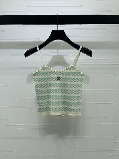 Chanel 2026 Checkerboard Knit Camisole Wool 366356