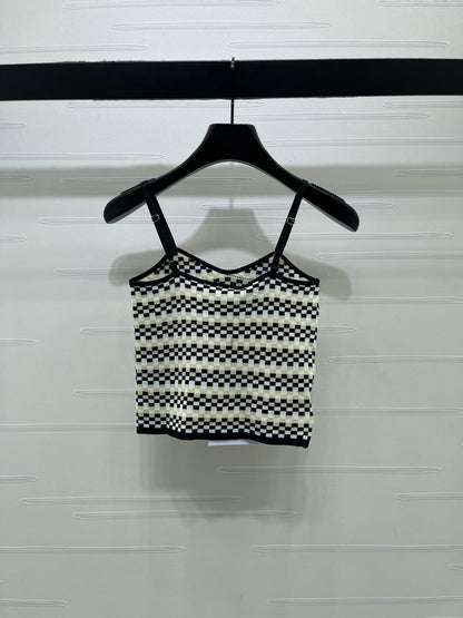 Chanel 2026 Checkerboard Knit Camisole Wool 366356