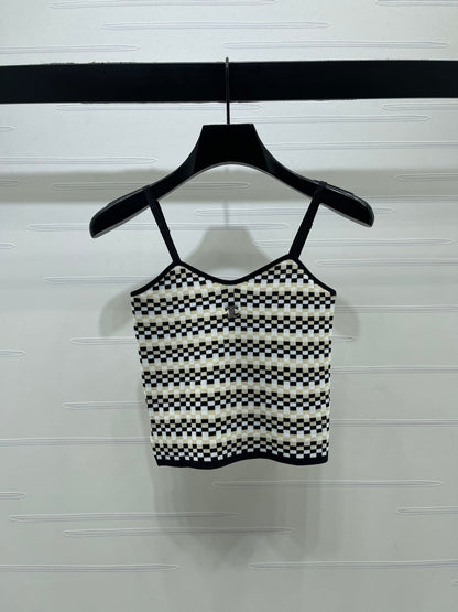 Chanel 2026 Checkerboard Knit Camisole Wool 366356