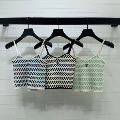 Chanel 2026 Checkerboard Knit Camisole Wool 366356