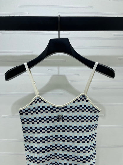 Chanel 2026 Checkerboard Knit Camisole Wool 366356