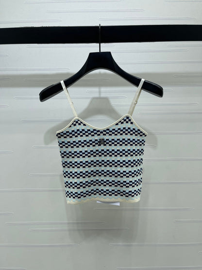 Chanel 2026 Checkerboard Knit Camisole Wool 366356