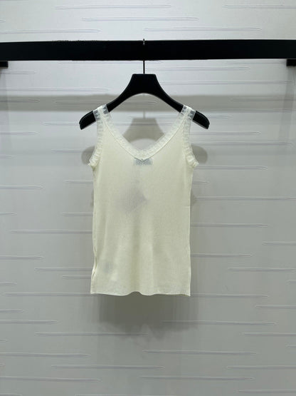 Miumiu 2026 Vest Black and Cream Polyester Viscose