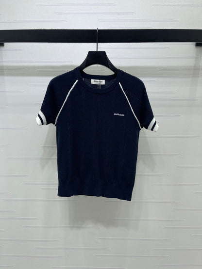 Miumiu 2026 T-shirt White Blue Brown Wool