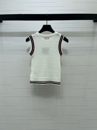 Miumiu 2026 Hollow Vest Black White Pink Wool
