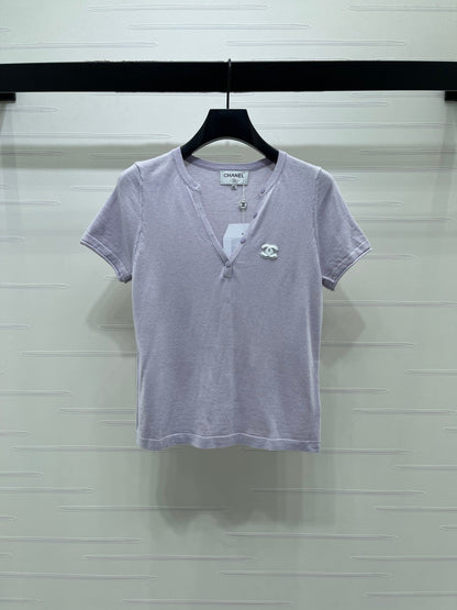 Chanel 2026 V-neck Short-sleeve Shirt Wool Cashmere