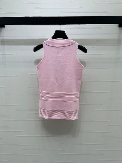 Chanel 2026 Knit Sleeveless Top With Floral Embellishment Polyester Viscose