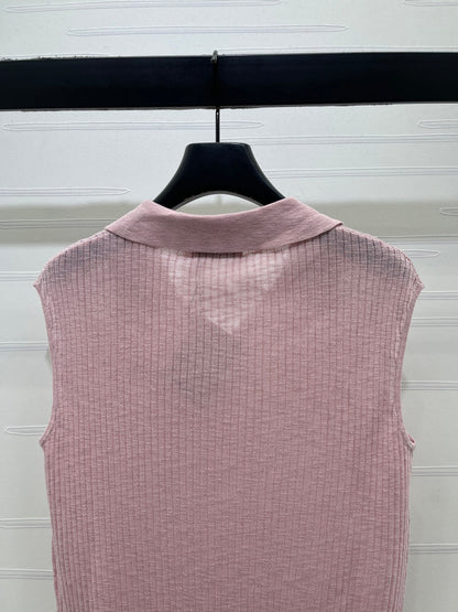 Miumiu 2026 Sleeveless Shirt White Gray Blue Pink Wool