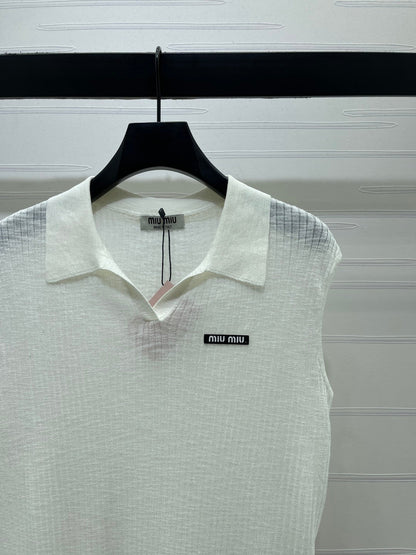 Miumiu 2026 Sleeveless Shirt White Gray Blue Pink Wool