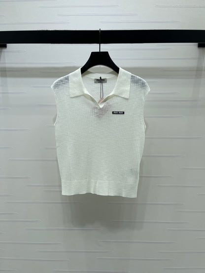 Miumiu 2026 Sleeveless Shirt White Gray Blue Pink Wool