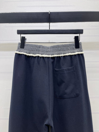 Chanel 2026 Wide-leg Sweatpant Cream and Navy Blue Tencel Cotton