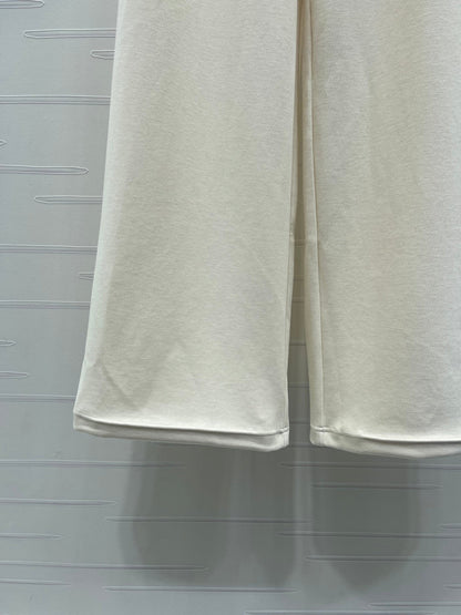 Chanel 2026 Wide-leg Sweatpant Cream and Navy Blue Tencel Cotton
