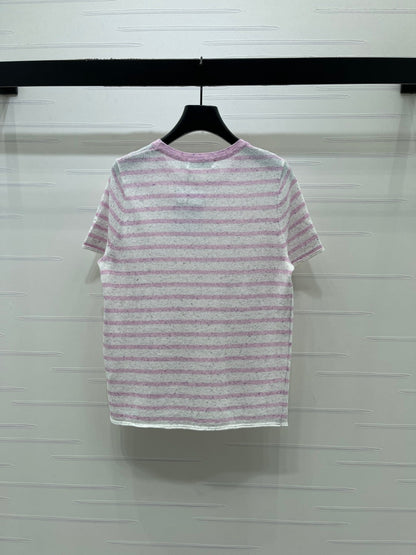 Dior 2026 Striped T-shirt Blue and Pink Wool