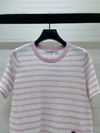 Dior 2026 Striped T-shirt Blue and Pink Wool