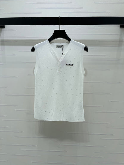 Miumiu 2026 Sleeveless Knit Top Pink White Black Blue Wool