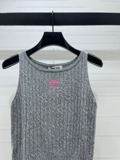 Miumiu 2026 Vest White and Gray Wool