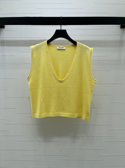Miumiu 2026 V-neck Knitted Vest And  T-shirt Polyamide Wool
