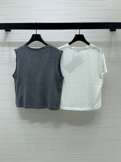 Miumiu 2026 V-neck Knitted Vest And  T-shirt Polyamide Wool