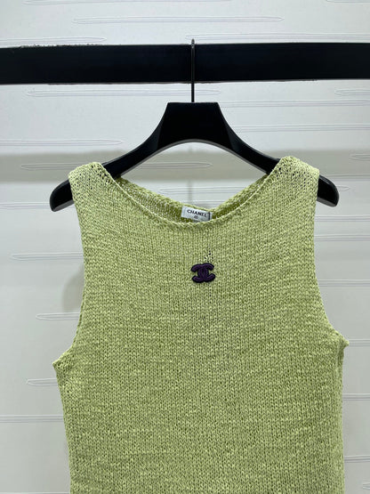 Chanel 2026 Vest Green and White Cotton