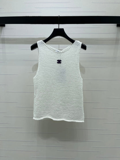 Chanel 2026 Vest Green and White Cotton