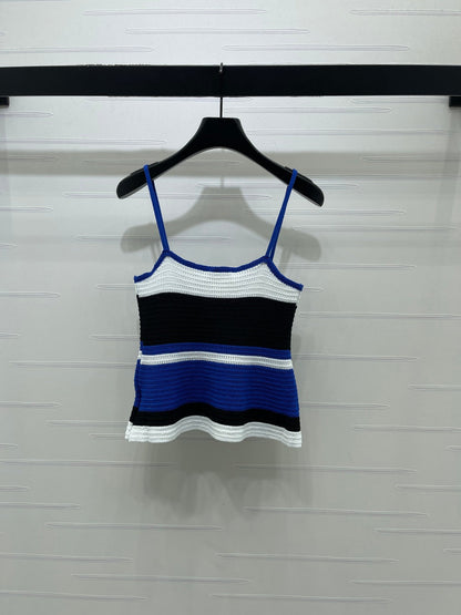 Miu Miu 2026 Striped Knit Tank Top Blue and Yellow Wool