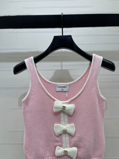 Chanel 2026 Knit Vest With Bow Embellishment Wool
