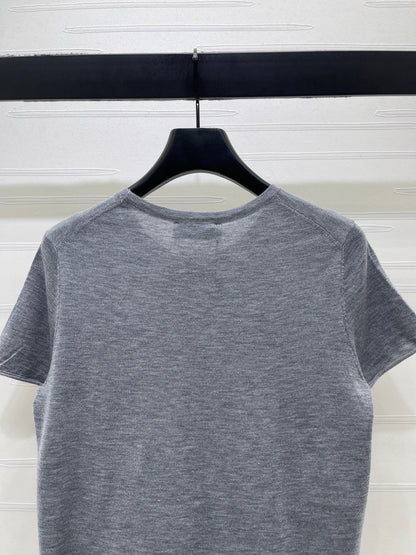 Miu Miu 2026 T-shirt Gray White Navy Blue Wool