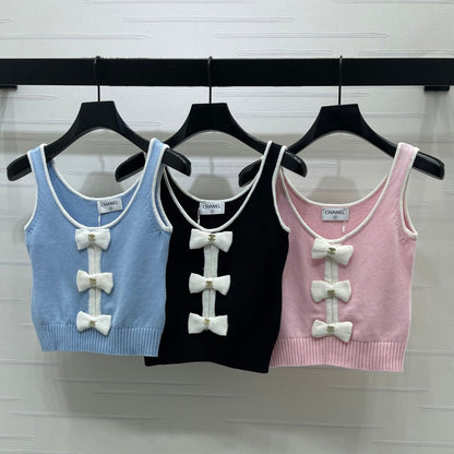 Chanel 2026 Knit Vest With Bow Embellishment Wool