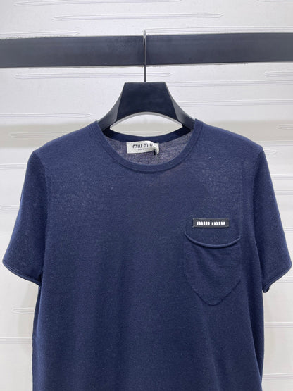 Miu Miu 2026 T-shirt Gray White Navy Blue Wool