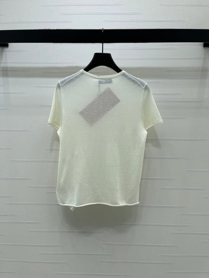 Miu Miu 2026 T-shirt Gray White Navy Blue Wool