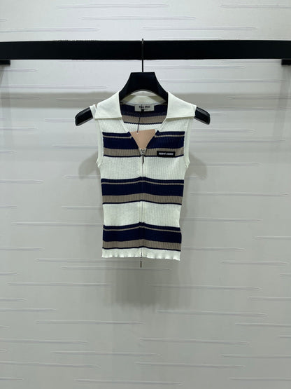 Miu Miu 2026 Striped Knit Vest Viscose Polyester