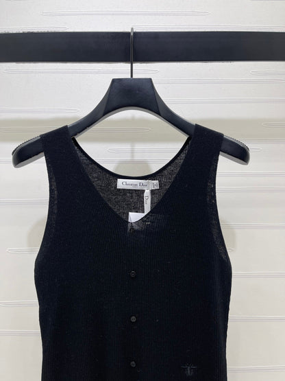 Dior 2026 V-neck Tank Top White Black Blue Green Wool