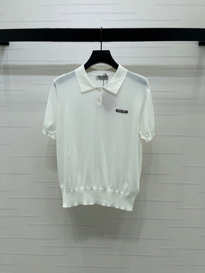 Miumiu 2026 Polo Shirt White Gray Blue Pink Cashmere