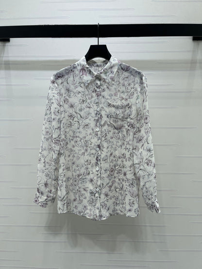 Dior 2026 Printed Sheer Long-Sleeve Shirt Polyester 392641