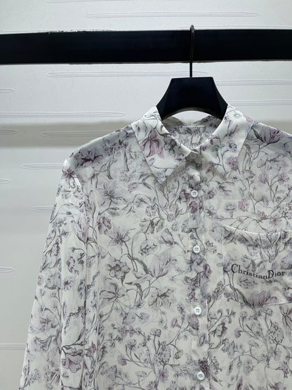 Dior 2026 Printed Sheer Long-Sleeve Shirt Polyester 392641