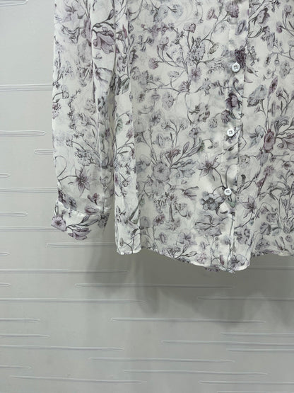 Dior 2026 Printed Sheer Long-Sleeve Shirt Polyester 392641