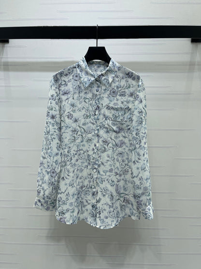 Dior 2026 Printed Sheer Long-Sleeve Shirt Polyester 392641