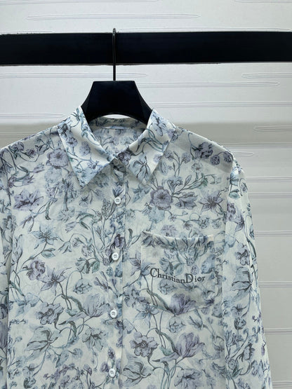 Dior 2026 Printed Sheer Long-Sleeve Shirt Polyester 392641