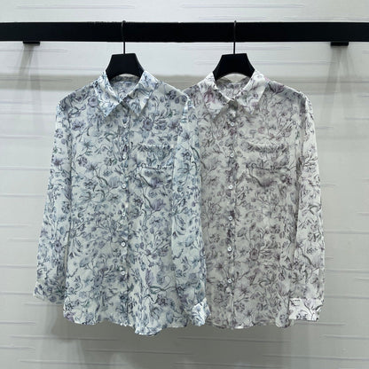 Dior 2026 Printed Sheer Long-Sleeve Shirt Polyester 392641