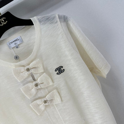 Chanel 2026 Bow Knit Short-sleeved Top Wool 364820