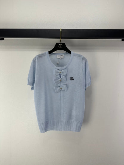 Chanel 2026 Bow Knit Short-sleeved Top Wool 364820