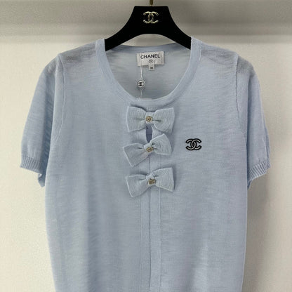 Chanel 2026 Bow Knit Short-sleeved Top Wool 364820
