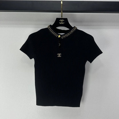 Chanel 2026 Beaded Knit Short-sleeved Top Viscose Nylon 365984