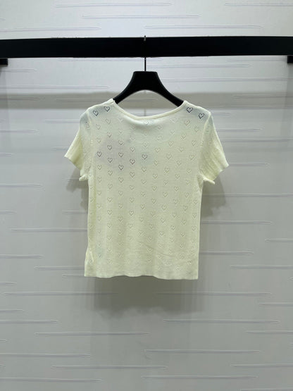 Miumiu 2026 Square Neck Knit Short-sleeved Top Wool 766293