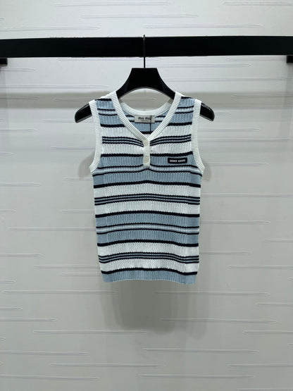 Miumiu 2026 Striped knit V-neck Vest Wool 246238