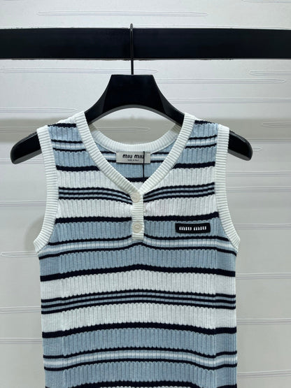 Miumiu 2026 Striped knit V-neck Vest Wool 246238